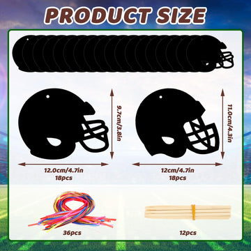 JULMELON 36 PCS Football Crafts for Kids, Rainbow Scratch Paper Art for Kids Football Party Favors Football Helmet Scratch Off C