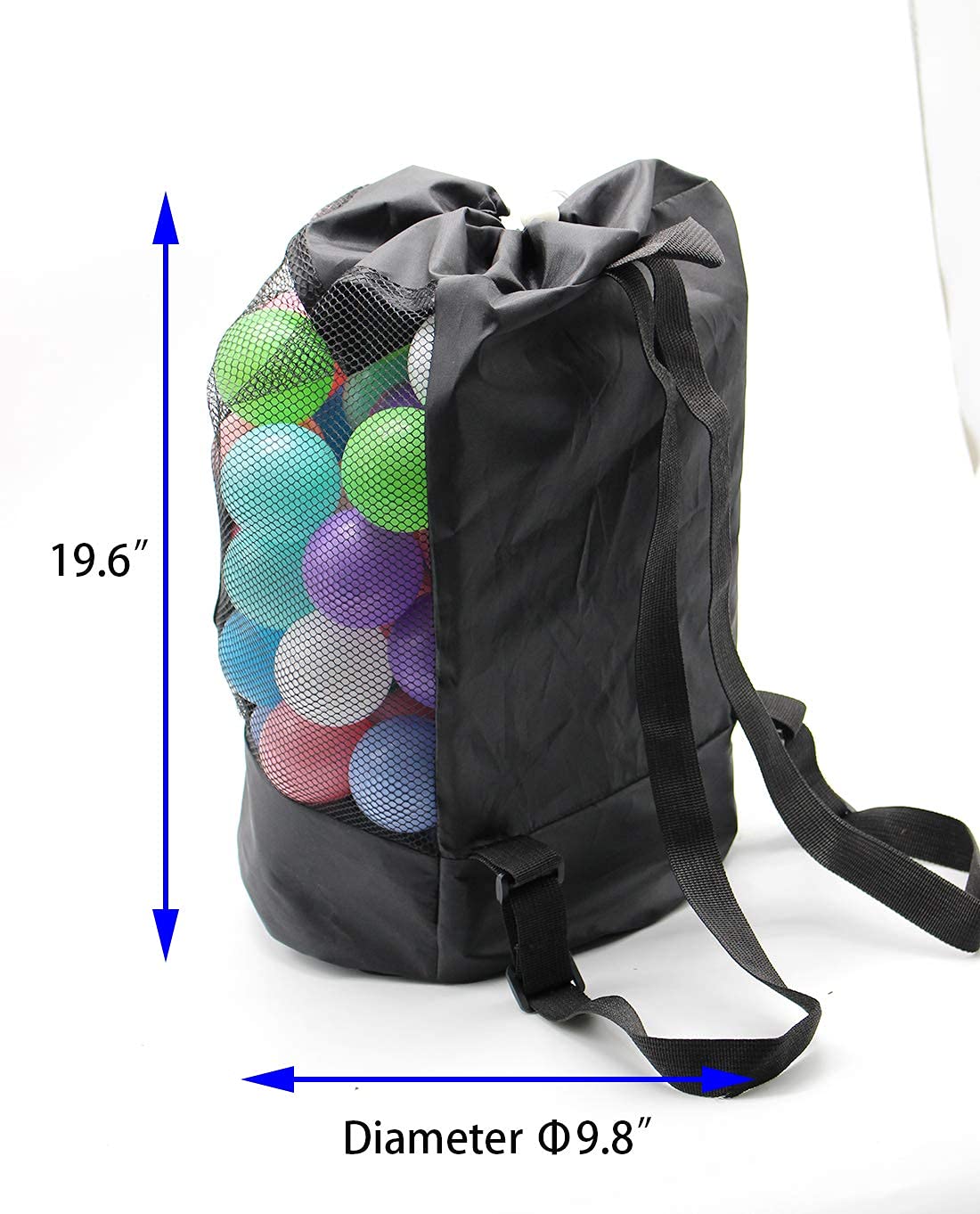 SEW UR LIFE Large Beach Toys Mesh Black Bag,Adjustable Shoulder Strap, Drawstring, Beach Toy Bag For Children Used in Beach, Swi