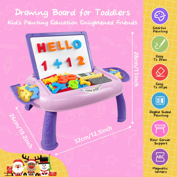 1 2 3 Year Old Girl Birthday Gift, Toddlers Toys With Magnetic Letters, Double Sided Doodle Board And Learning Toys For 1-3 Year