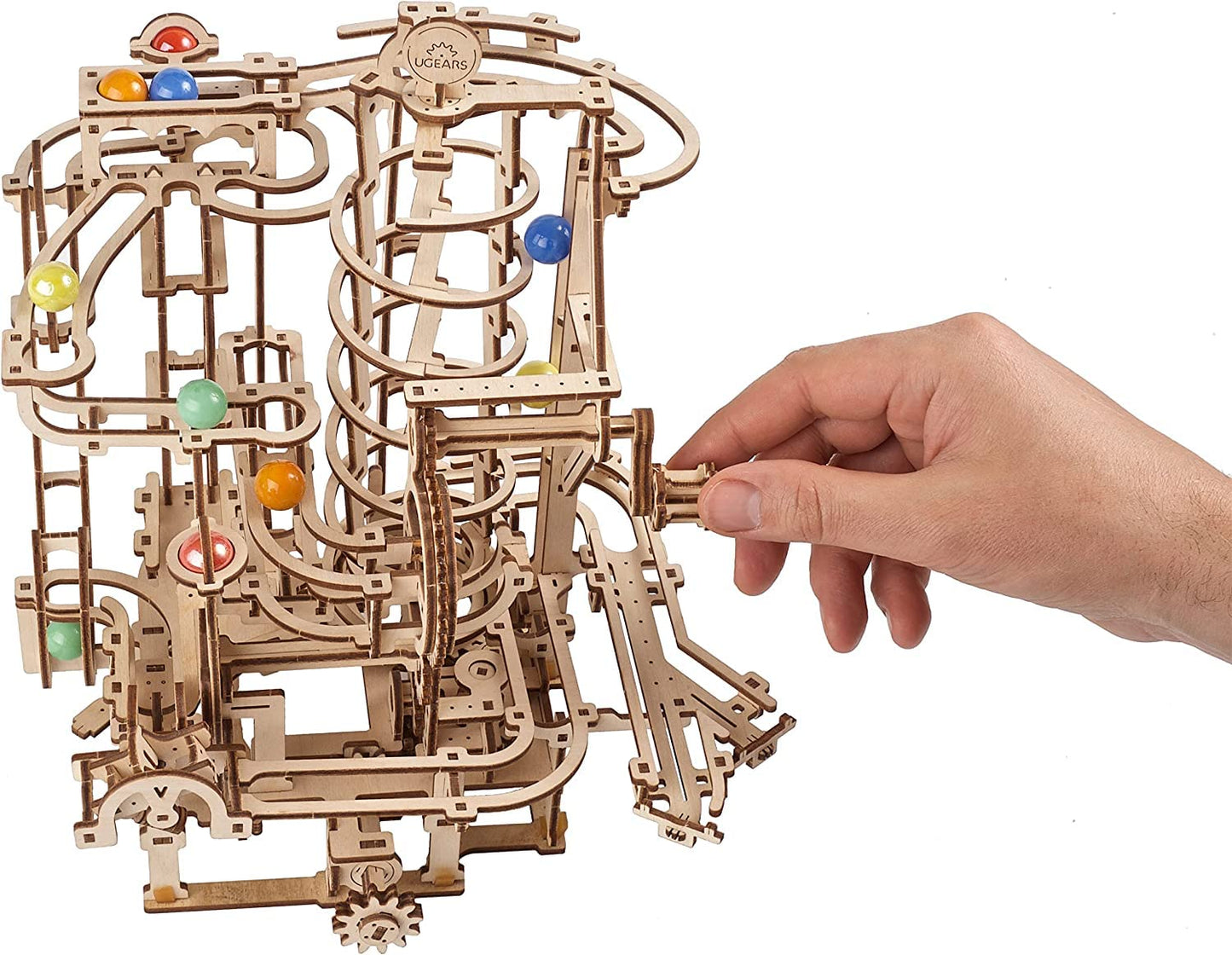 Ugears Wooden 3D Puzzles For Adults - Wooden Marble Run Spiral Hoist Models For Adults To Build - Advanced Wooden 3D Puzzle Kit - Mechanical Model Wooden Puzzles For Adults And Hobbyists - 266 Pcs