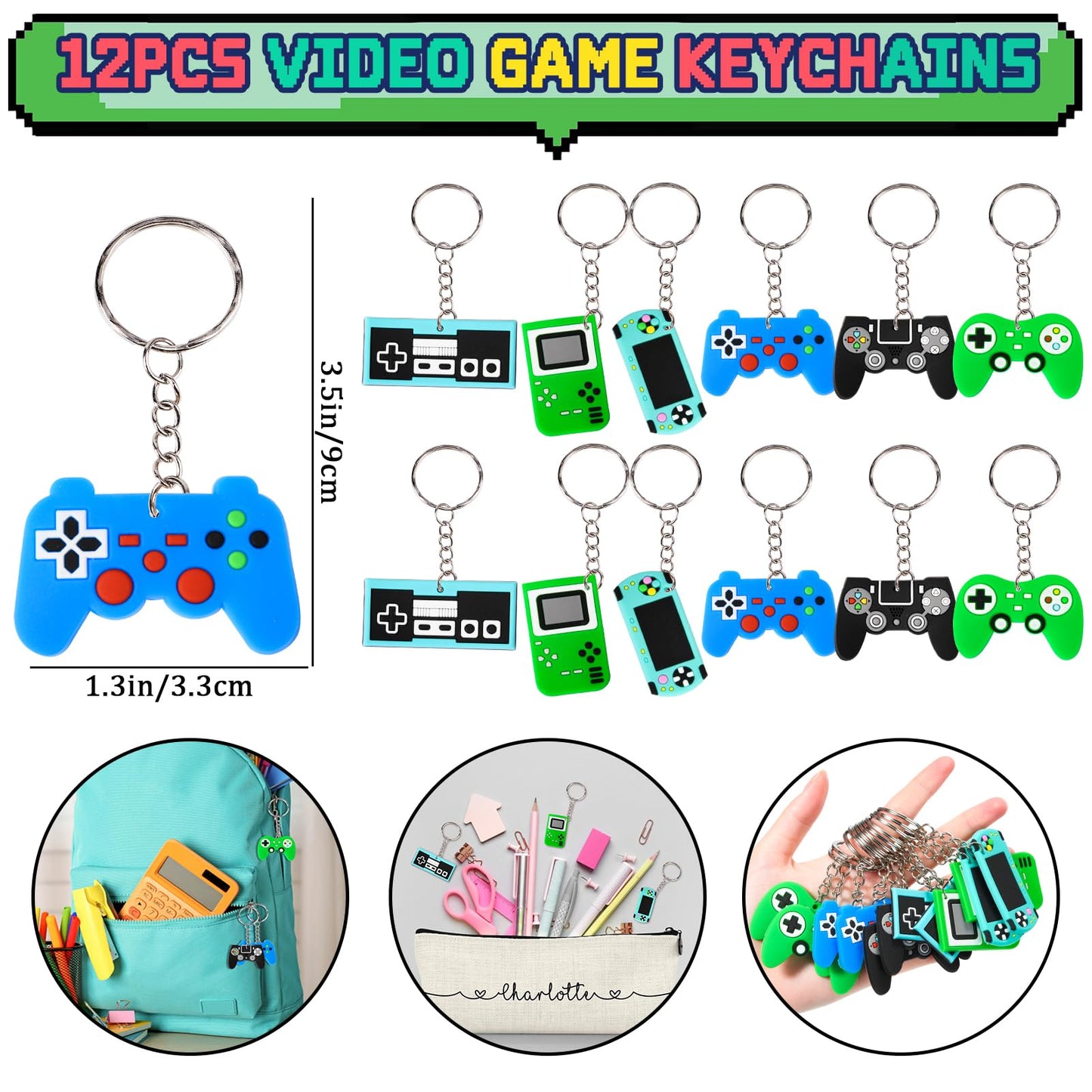 Winrayk 12 Sets Video Game Party Favors Gamer Birthday Supplies, Gaming Drawstring Bags Glow In The Dark Tattoos Stickers, Video Game Gifts Toys Game On Goodie Bag Stuffers Gamer Party Favors Supplies