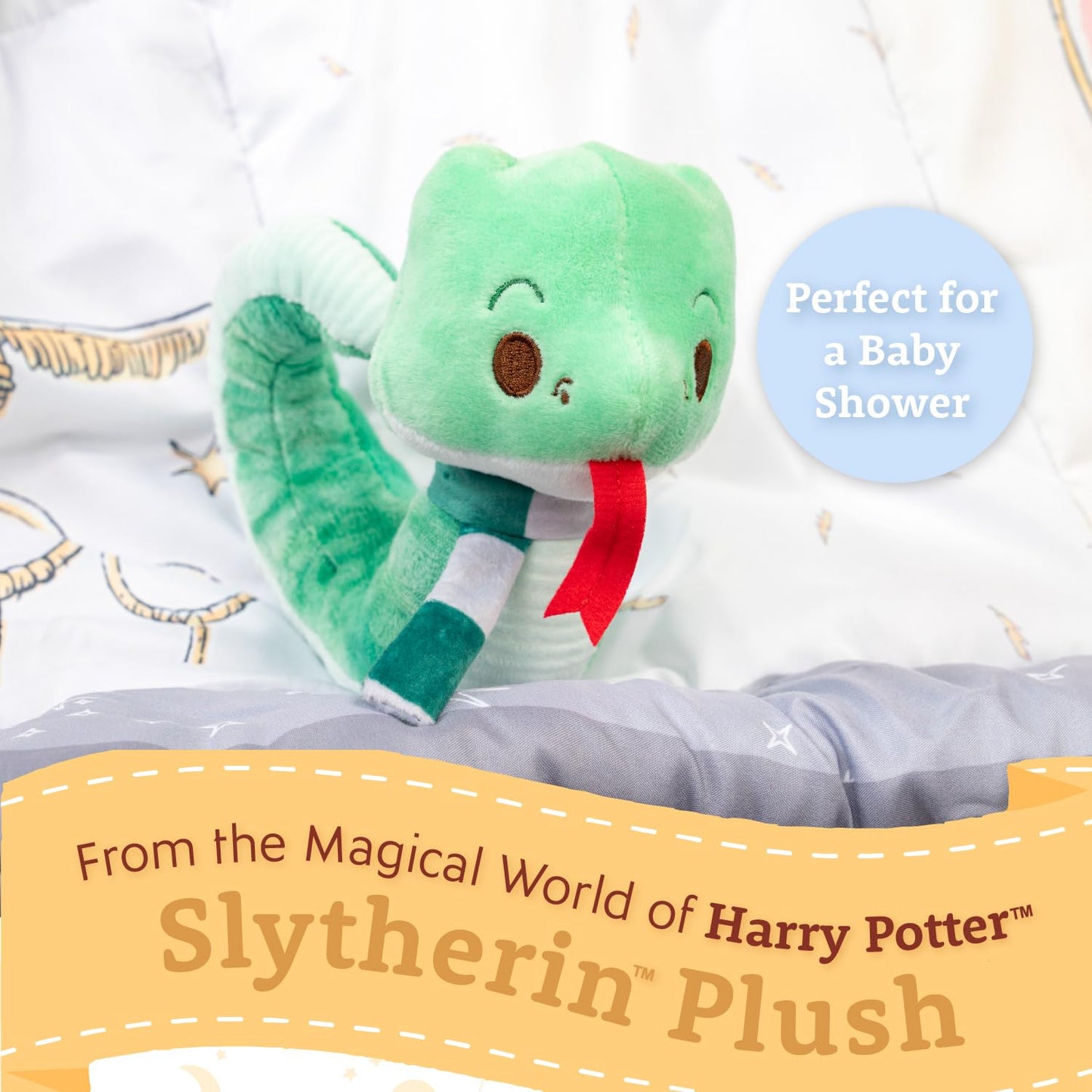 Kids Preferred Harry Potter Slytherin Green Snake Plush Stuffed Animal With Embroidered Details And Green Stripped Scarf Hogwarts House Collectible For Babies, Toddlers, And Kids 6 Inches