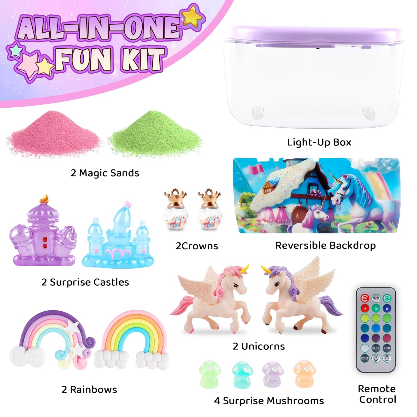 Tacopet Unicorn Terrarium Kit Gifts For Kids - Diy Night Light Up With Remote - Unicorn Toys For Girls Ages 4 5 6 7 8 9 10 11 12