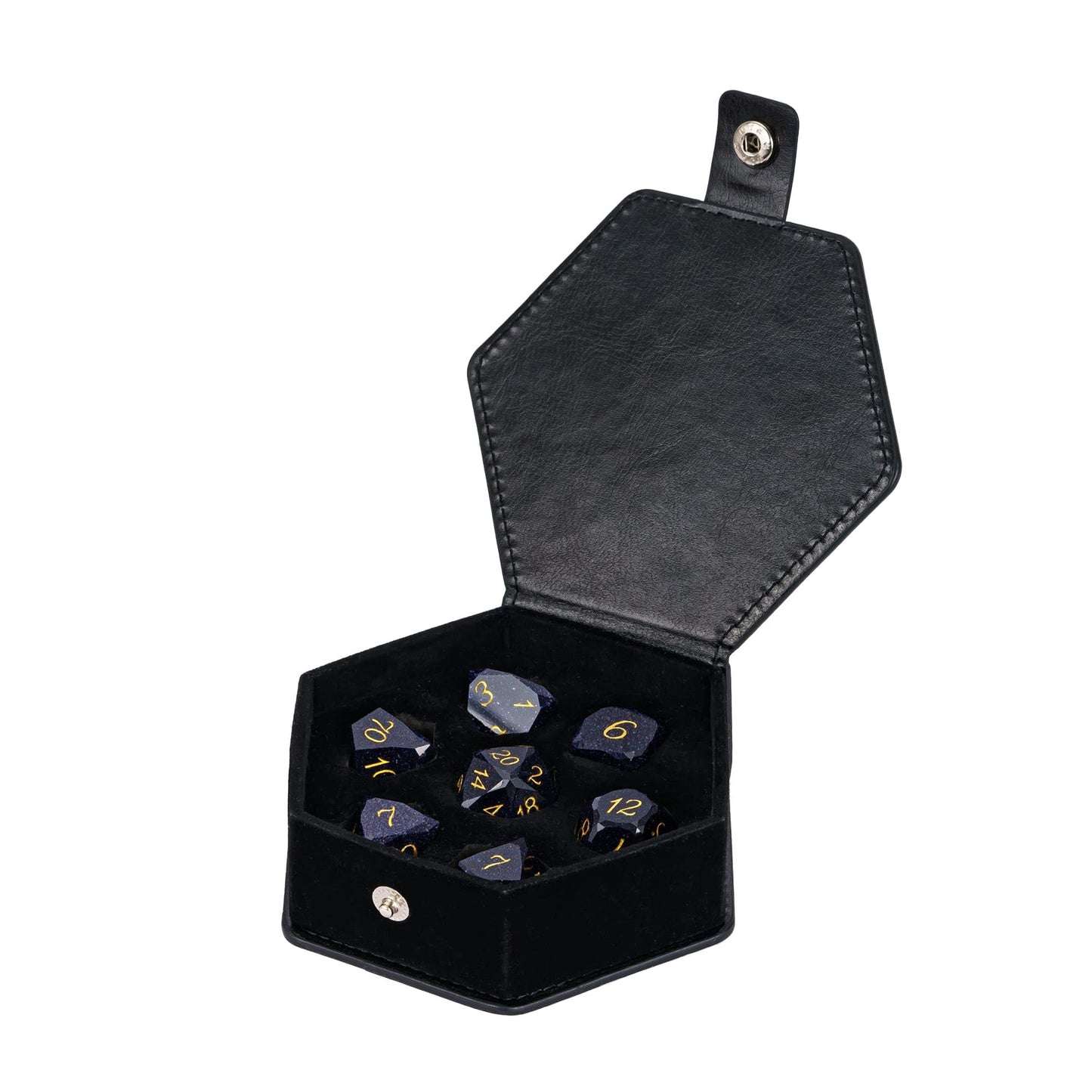UDIXI 7PCS Gemstone DND Dice Set, Blue Sandstone D&D Multifaceted Diamond-Cut Polyhedral Dice Set with Gift Case for Dungeons an