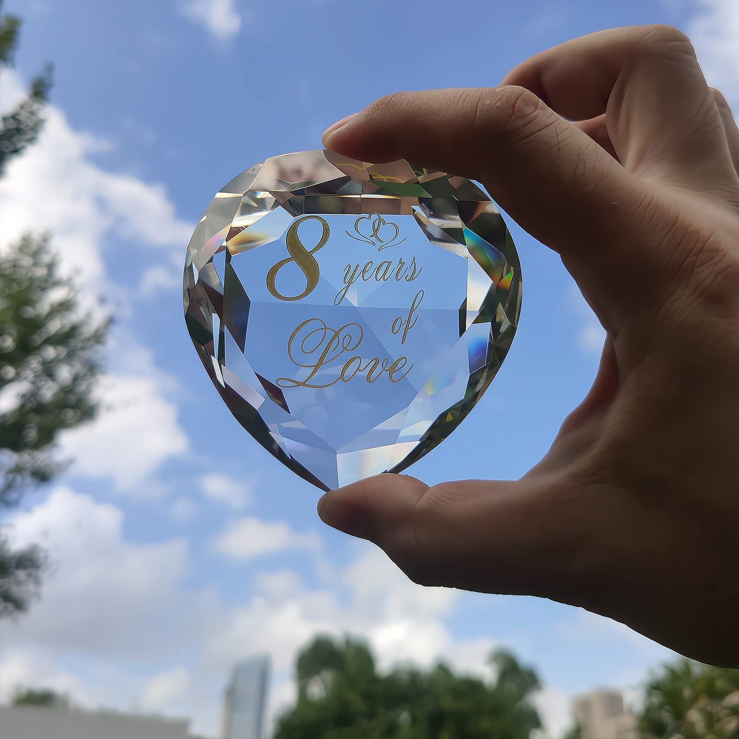 8Th Anniversary Crystal Gifts For Husband Wife Boyfriend Or Girlfriend, Cute 8Th Wedding Anniversary Valentines Day Romantic Gifts For Her Him Funny 8 Year Anniversary Marriage Presents For Couple