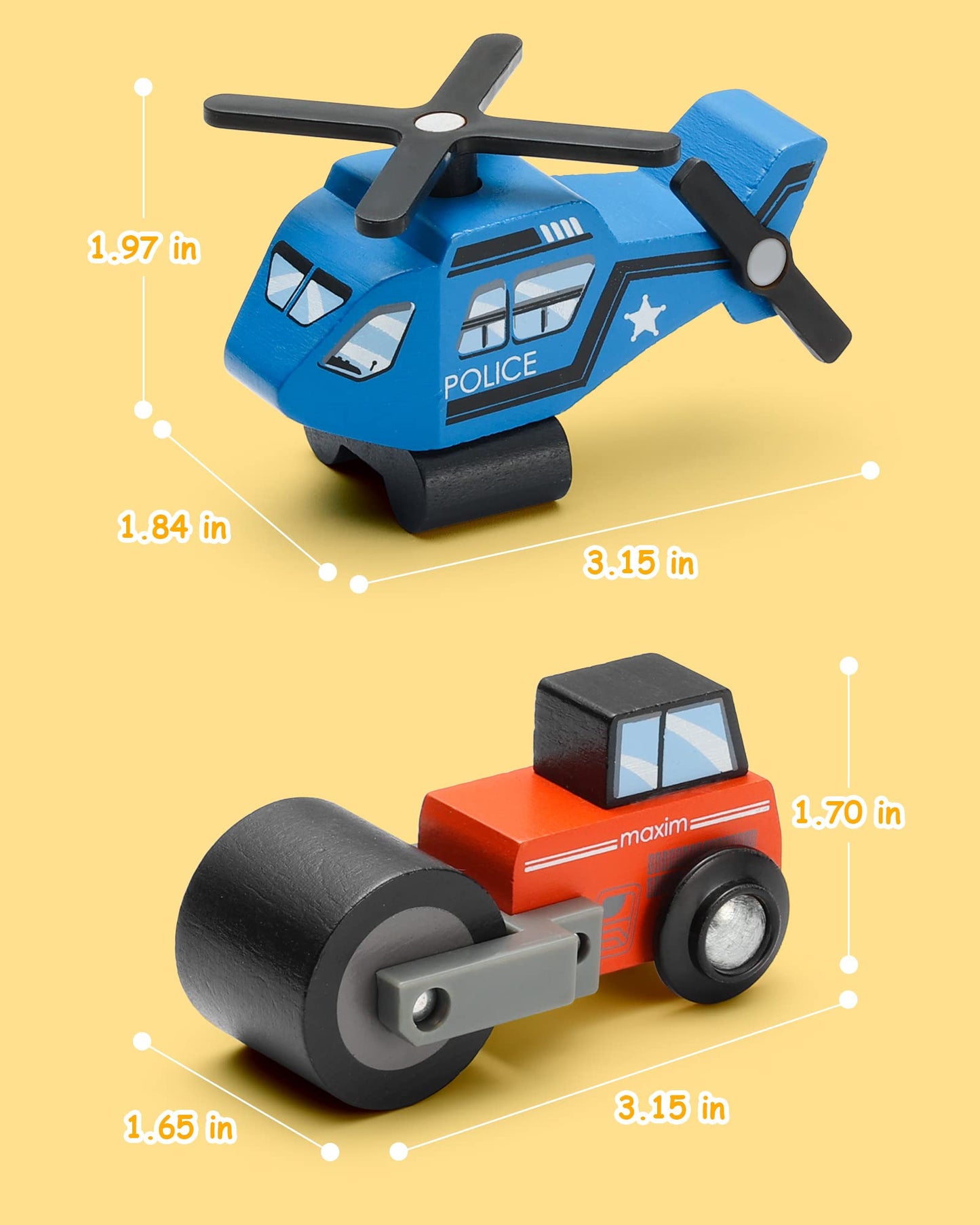 SainSmart Jr. Wooden Train Set Accessories - 10 Colorful Toy Cars for Toddlers & Kids Aged 3+, Compatible with Major Brands