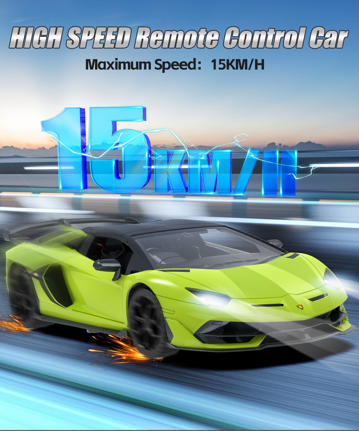 AEROQUEST Lamborghini Remote Control Car, Officially Licensed 1:14 Lambo RC Car 7.4V 500mAh with 15km/h Fast Model Car Toys for