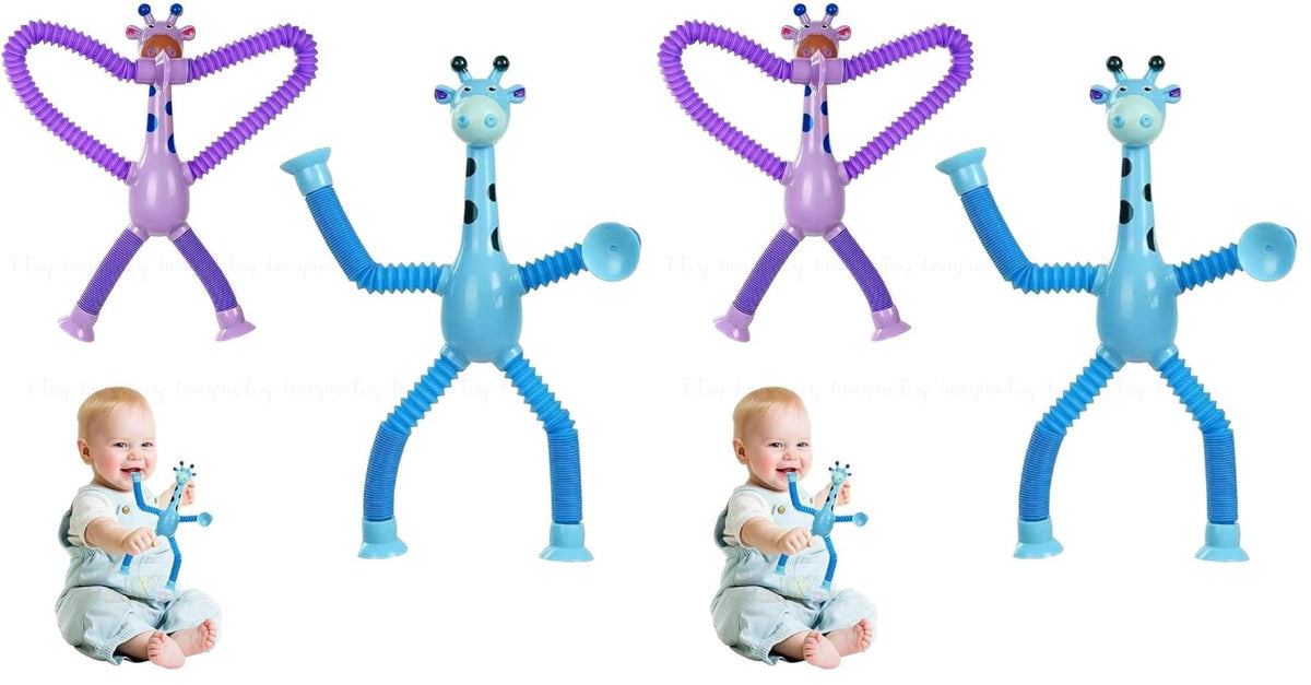 Toy Imagine Telescopic Suction Toys for Toddlers Stretchy Travel Toys for Kids Giraffe Shaped Fidget Set for Flights & Road