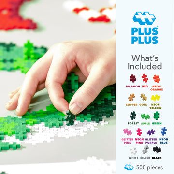 Plus Plus Puzzle By Number, 500 Piece Mini Interlocking Hashtag Color Blocks, 3D Pixel Art Kit For Kids - Christmas Wreath