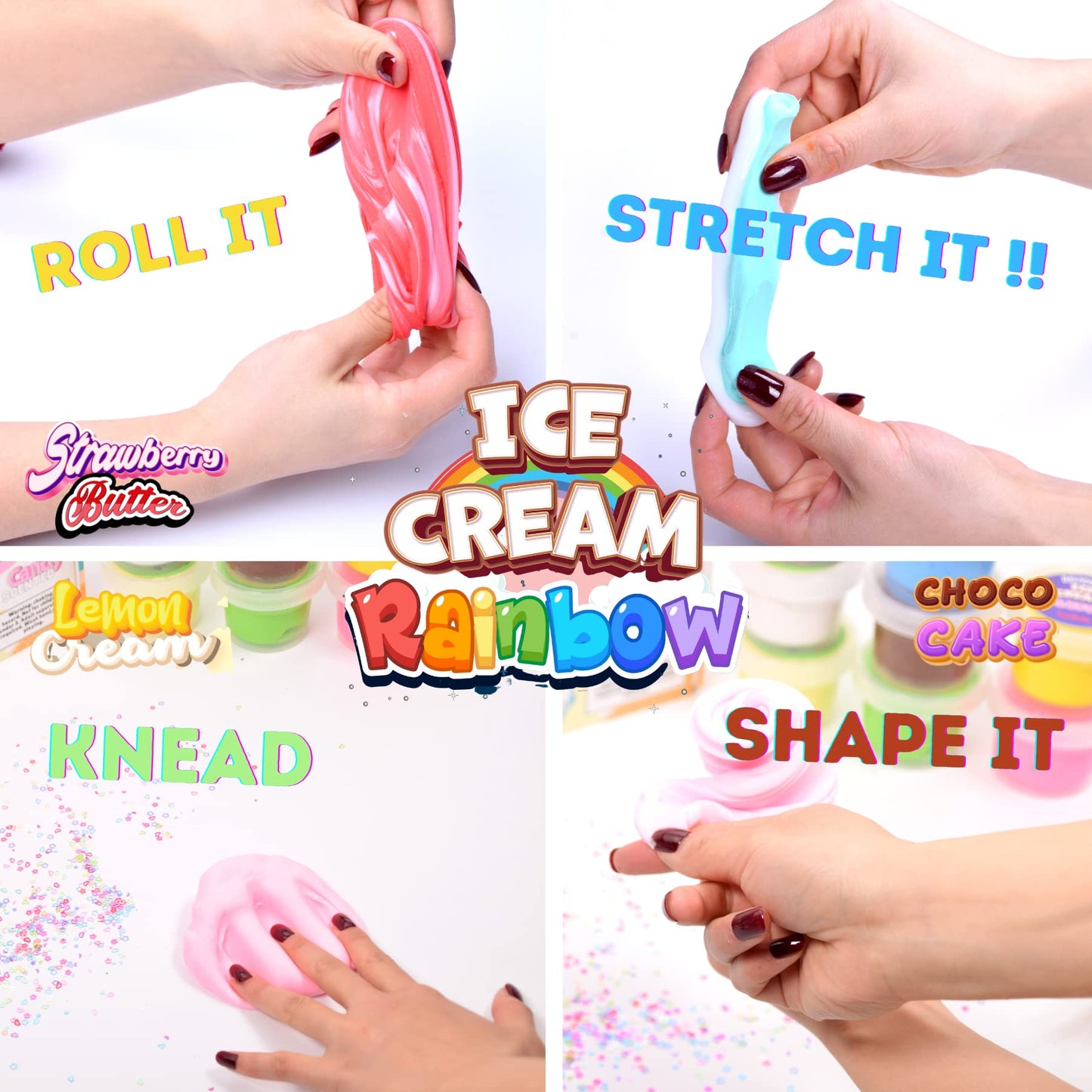 Butter Slime Making Kit Super Soft Non Sticky 6 Color Pack In Gift Box, Stretchy Scented Butter Slime Ice Cream Toy With Cake Ch