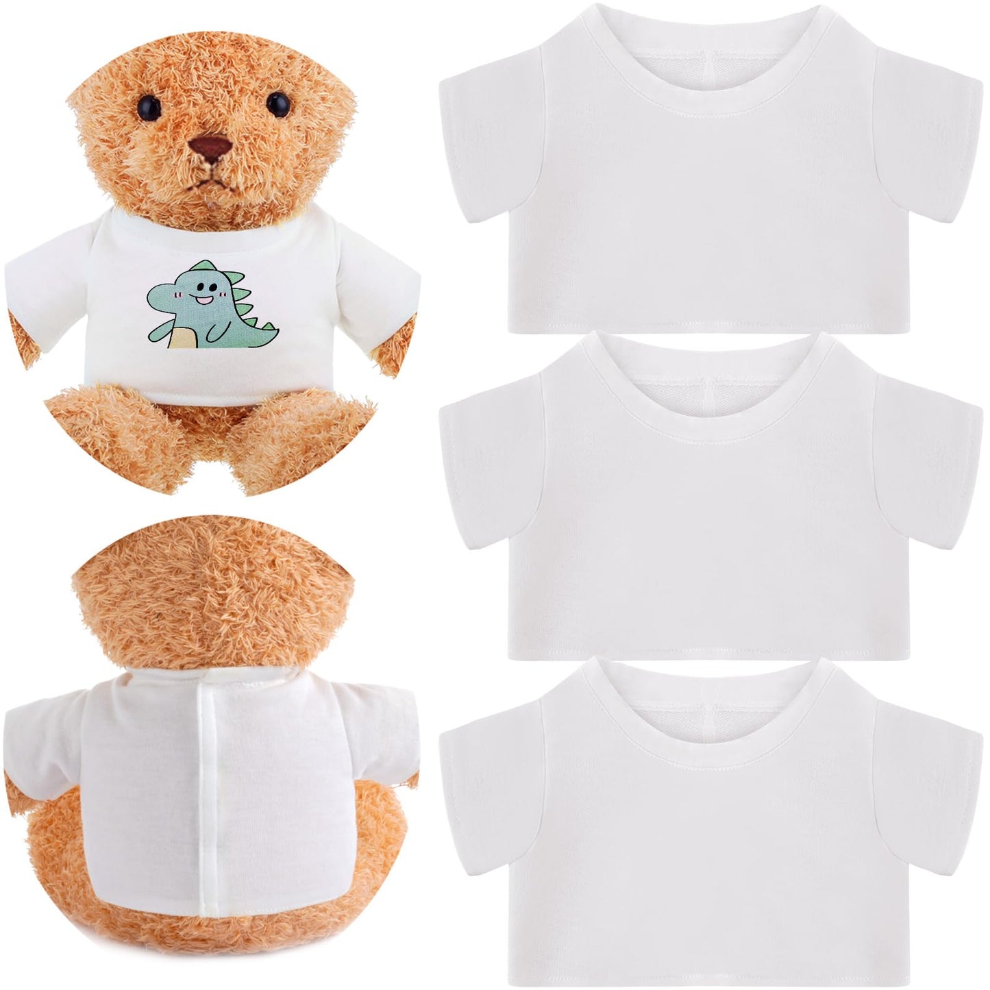 Litherr S 3 Pcs Sublimation Shirt Fit 14-18 Inch Stuffed Bear Blank Stuffed Bear Clothes Plush Bear T Shirts for DIY Make Unique
