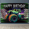 LDWLYW Truck Backdrop Banner Car Birthday Backdrop for Boys Green Truck Birthday Party Decorations Cars Happy Birthday Backdrop
