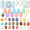 24 Pack Filled Easter Eggs Fillers Set - Easter Basket Fillers for Teens, Not Prefilled Easter Eggs with Natural Crystals & Rock