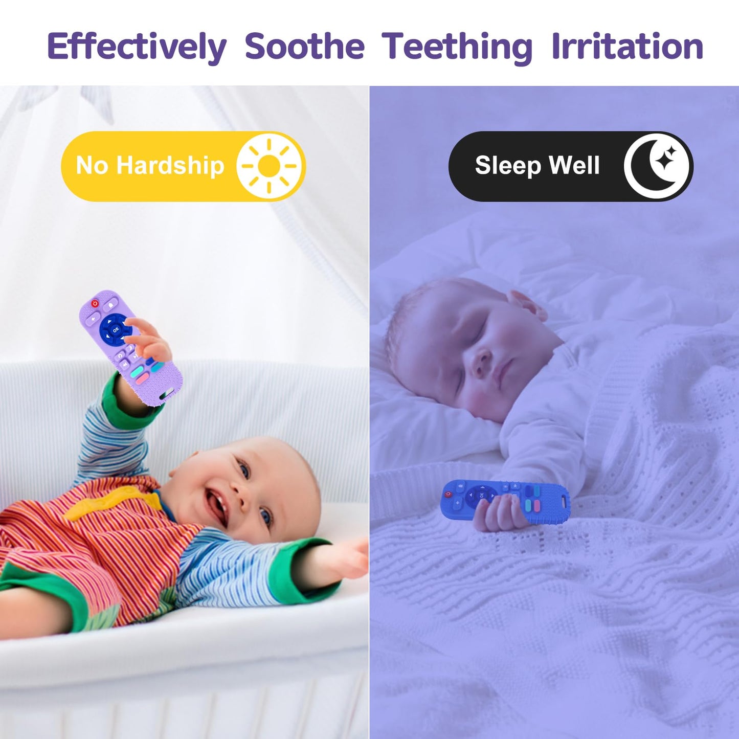 Hooku 2 Pack Silicone Teethers For Babies 6-12 Months, Sensory Teething Toys For Newborns To Toddlers, Infant Girl Boy Gifts