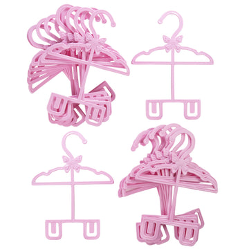 Dress Along Dolly Pink Full-Outfit Hanger 24Pk For American 18' Doll Clothes- Hold Your Tops & Bottoms Together Including Dresses, Pants, Shirts, Skirts, & Accessories- Perfect Girl Gift Set