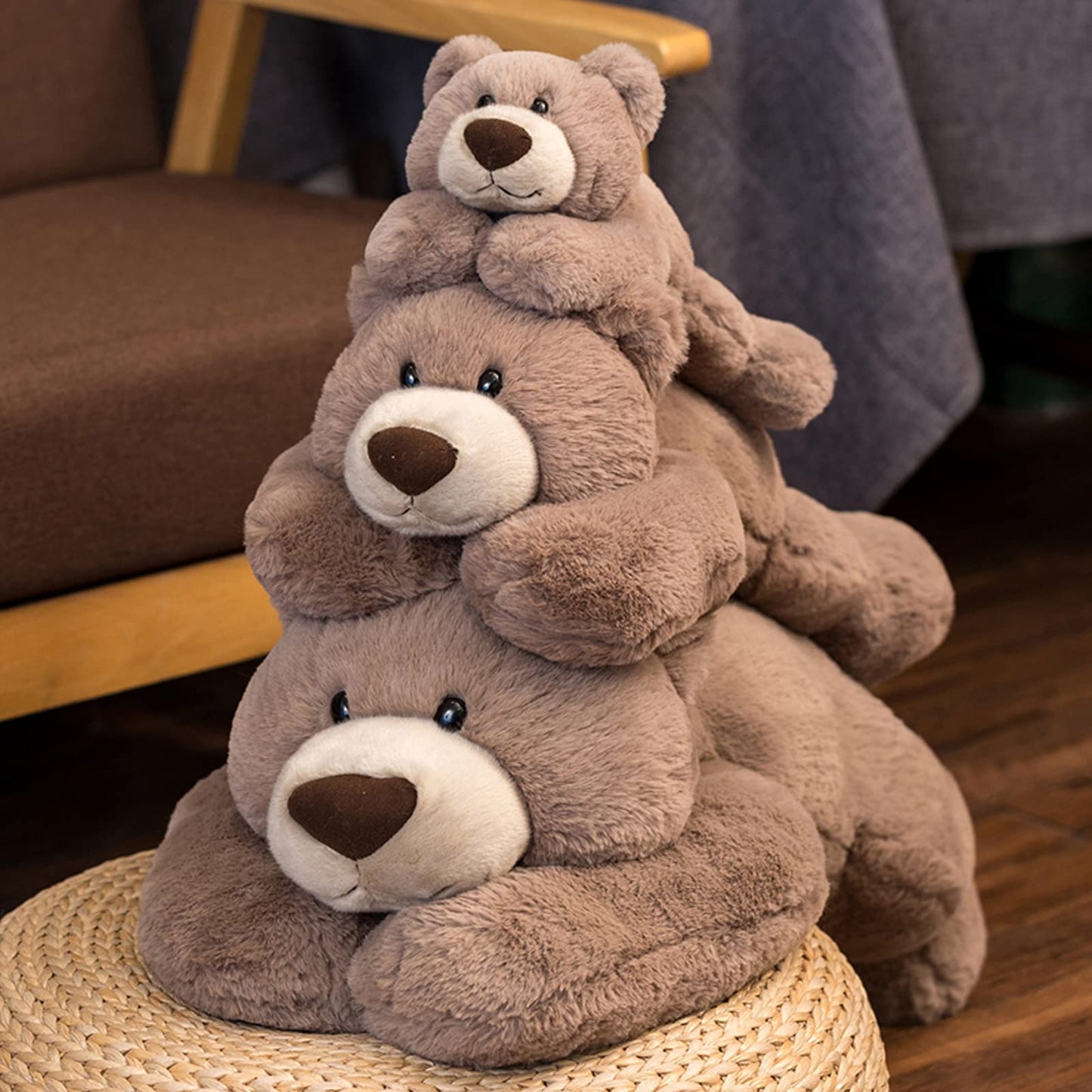 Hronsa Weighted Bear Stuffed Animal Toy, Brown Plush Pillow, 11.8in Cotton for Adults, Boys & Girls