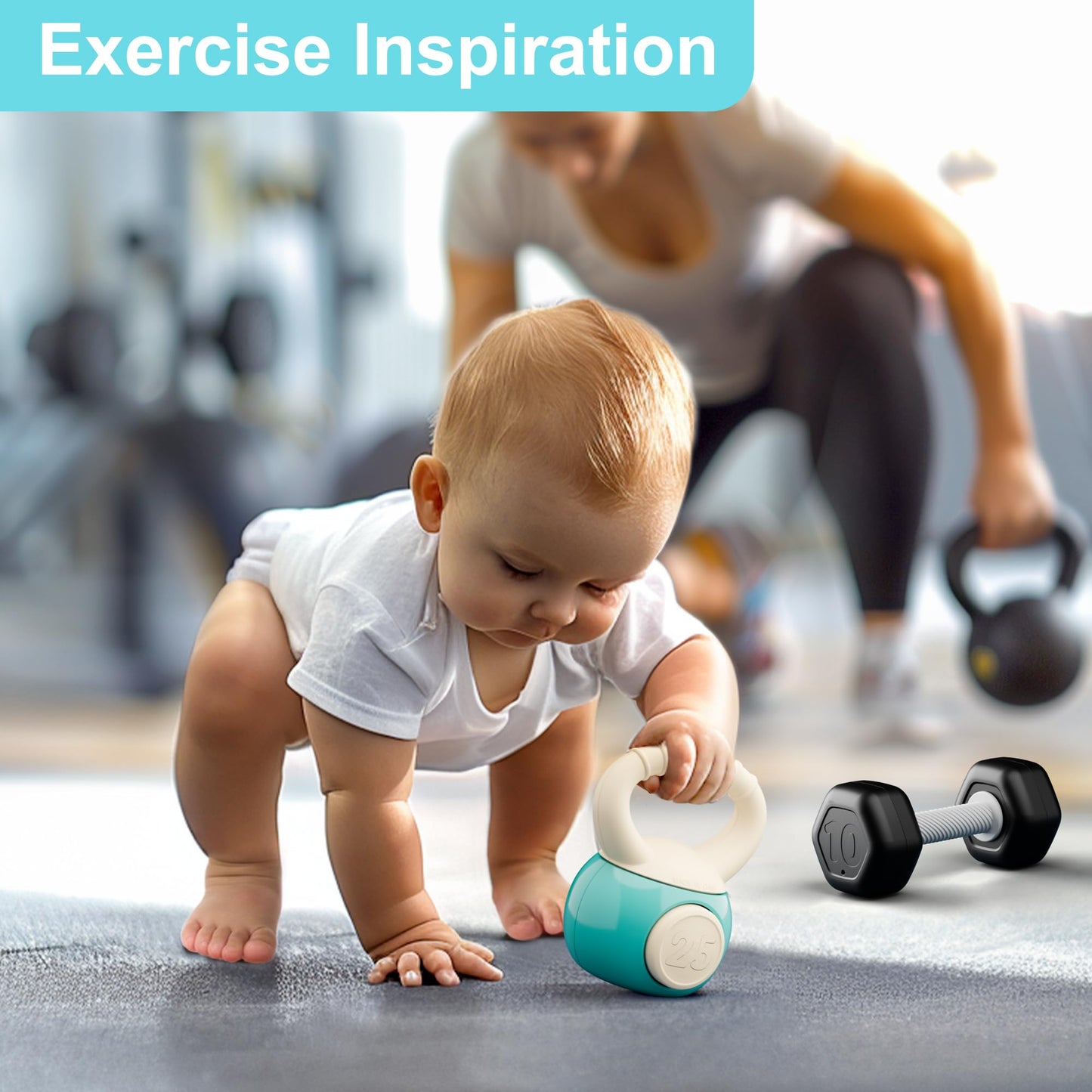 iPlay, iLearn Baby First Gym Rattle Set - 4PCS Infant Dumbbell Teething Toys for 3-12 Months, Multicolor, Perfect Newborn Gift