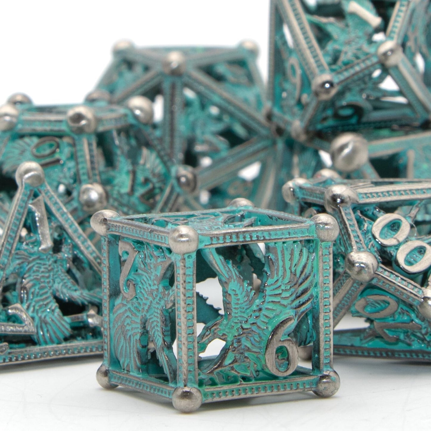 DND Dice HNCCESG Dice Set Eagle Design of 7PC,Metal Dice Hollow D&D Dice for Dungeons and Dragons, D D Gift for RPG Role Playing