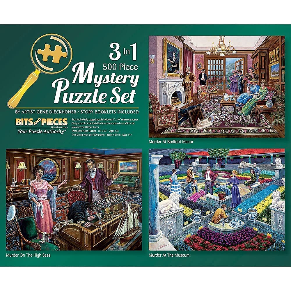 Bits and Pieces - 3-in-1 Multi-Pack Large 500 Piece Jigsaw Puzzles for Adults - Mystery Jigsaw Puzzle Set by Gene Dieckhoner, Co