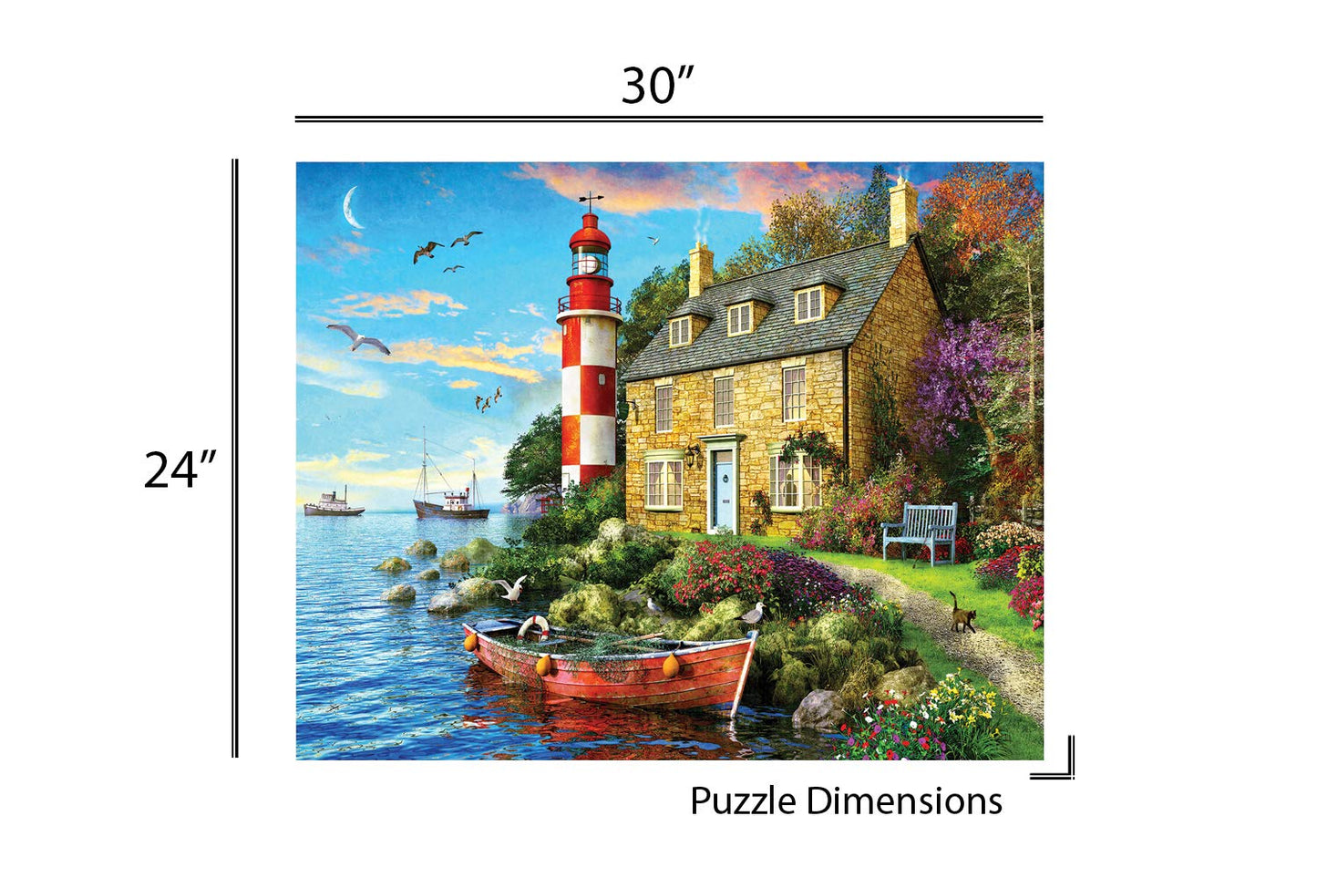 Springbok'S 1000 Piece Jigsaw Puzzle The Cottage Lighthouse - Made In Usa