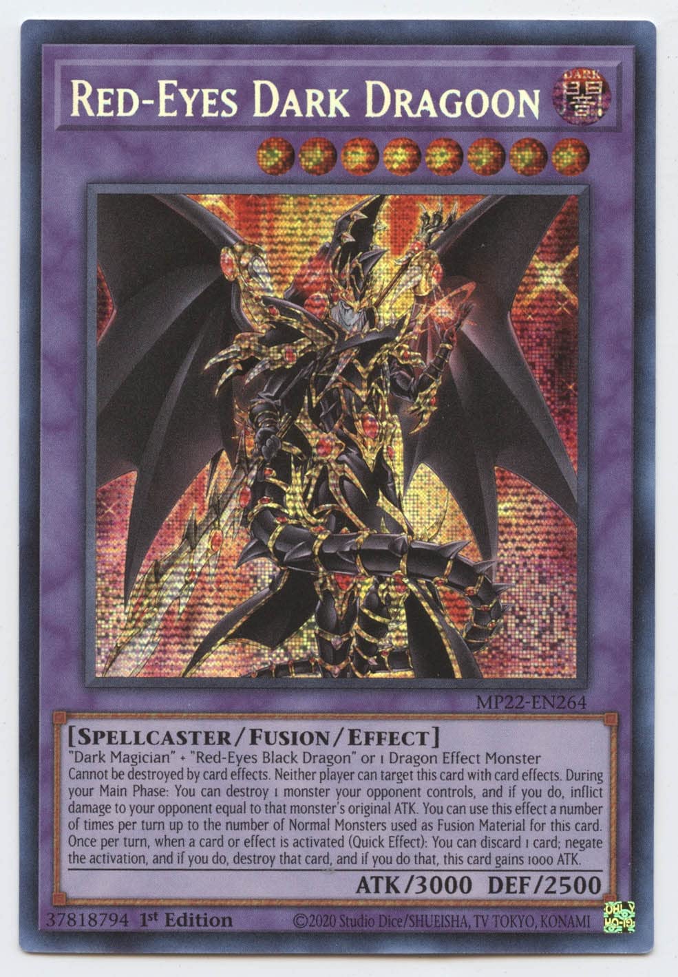 Yu-Gi-Oh! Red-Eyes Dark Dragoon - Prismatic Secret Rare - MP22-EN264 - 1st Edition