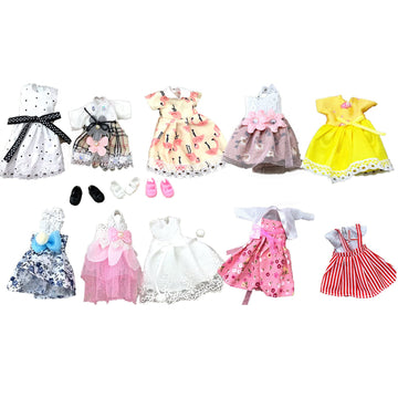 6.3' Mini Girl Dolls, Include 10 Sets Handmade Doll Clothes, 5 Sets 6.3' Small Girl Dolls, 5 Pairs Of Shoes