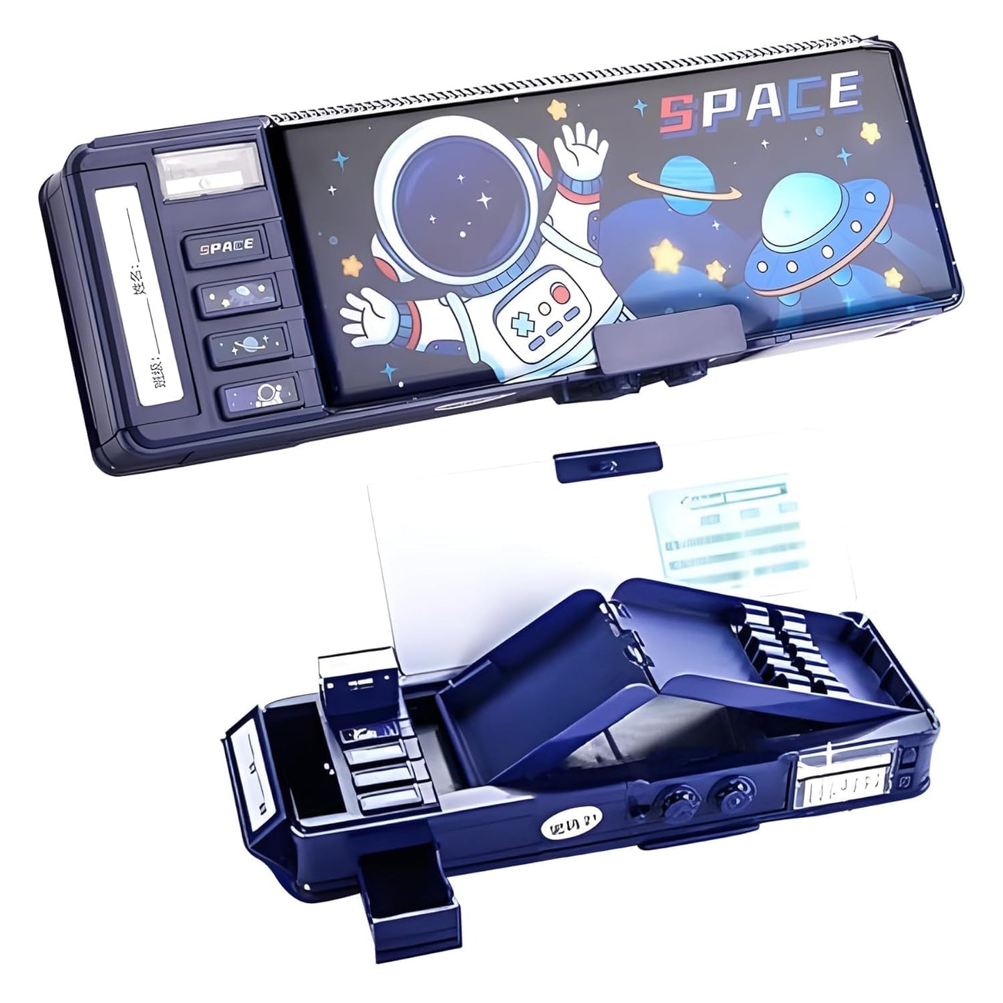 Wirescorts Multifunctional Space Lock Compass Box For Kids, Pencil Box For Boy & Girl, Magnetic & Password Lock Compass Box For