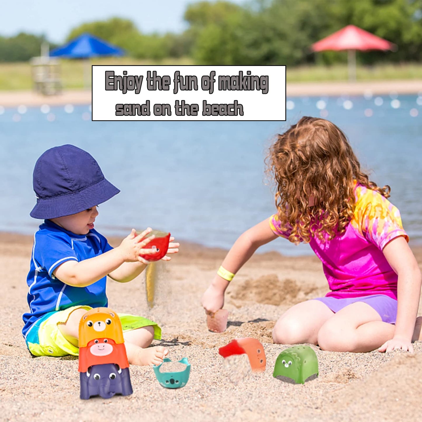 Hummigoo Animal Stacking Cups Bath Toys For Toddlers, 8Pcs Nesting Cups Set For Boys & Girls 1-3, Montessori Toys For Toddlers 6