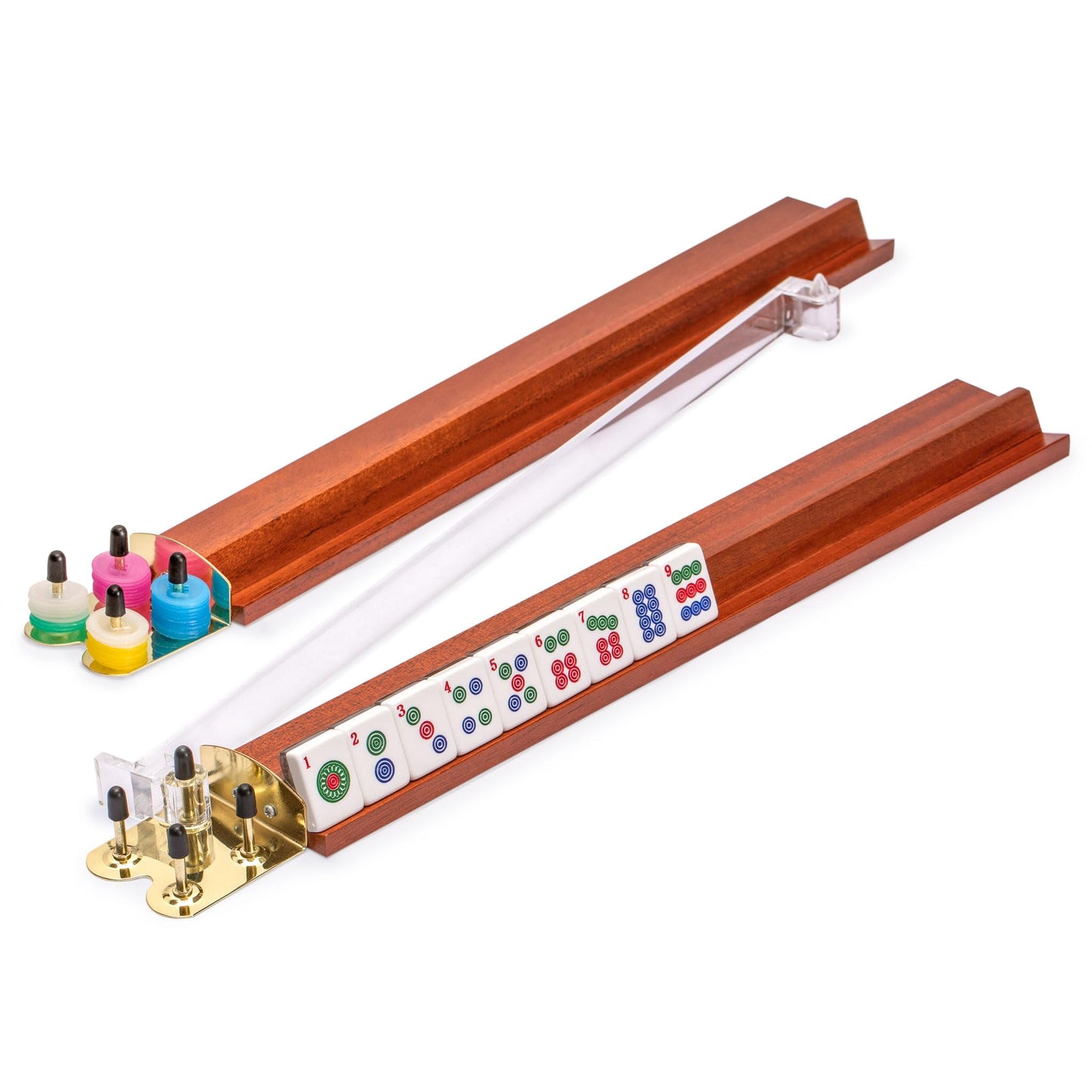Yellow Mountain Imports American Mahjong Set, Little Birdie with Wooden Case, Wooden Racks with Acrylic Pushers, Wright Patterso