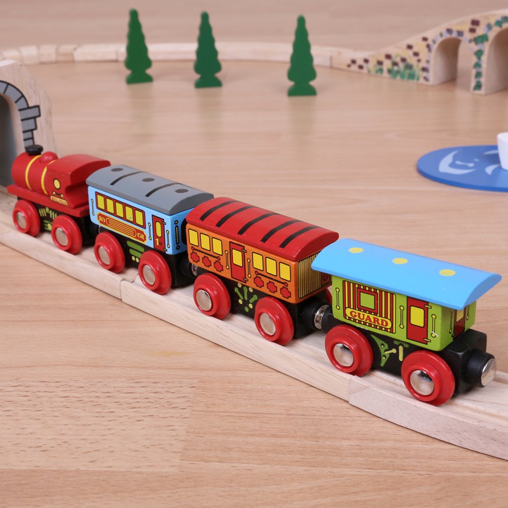 Bigjigs Rail Passenger Train - Other Major Wooden Rail Brands Are Compatible