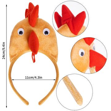 Jmkcoz Chicken 3D Animal Costume 3D Chick Headband Bowtie Tail Tutu Set For Halloween Christmas Cosplay Party (Khaki)