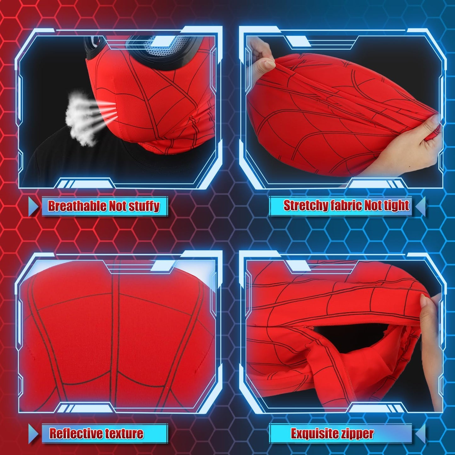 AUGMAXI Electric Spider Superhero Role-Playing Mask Toy with Moving Eyes and LED Lights - Remote Control Ring, Fun Gift for Men