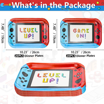 Hegbolke 40Pcs 11 Inches Game Controller Birthday Party Plates - Video Game Birthday Party Decorations for Boys Gamer Gaming Par