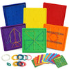 ZaxiDeel 6 Pack Double-Sided Geoboard - Educational Rubber Toy with 15 Pattern Cards, 5x5 Inch STEM Shape Puzzle for Kids