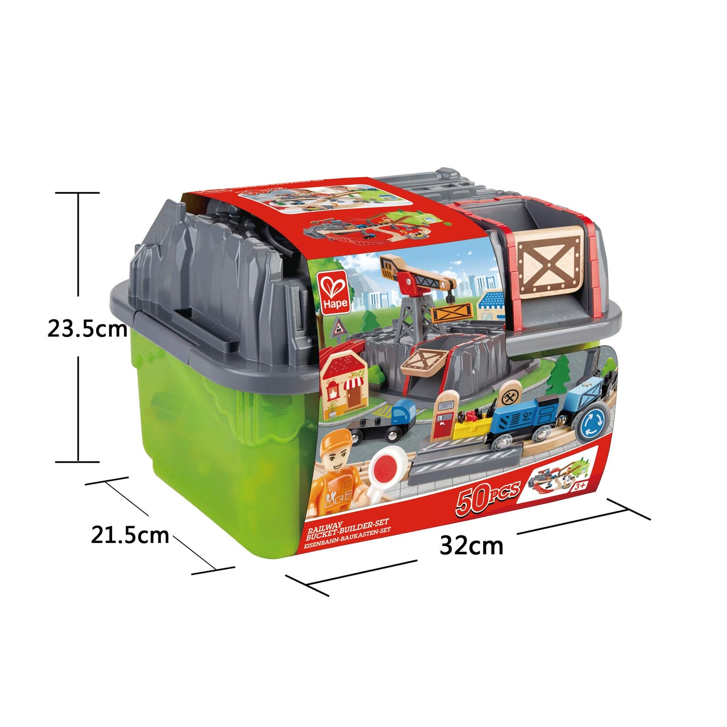 Hape Railway Bucket-Builder-Set L: 19.7, W: 31.5, H: 5.5 Inch