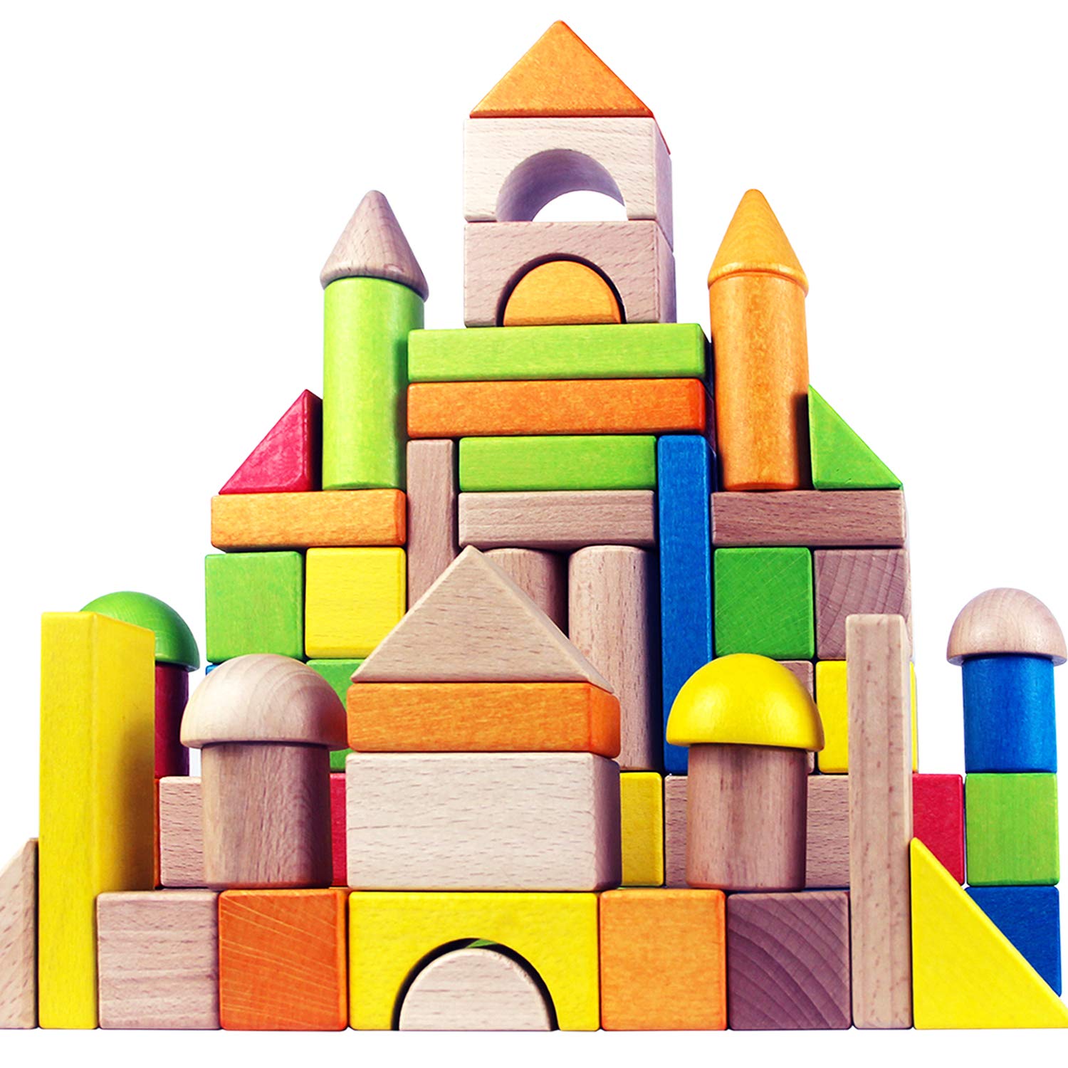Migargle Wooden Building Blocks Set - Rainbow Stacker for Kids, Educat ...