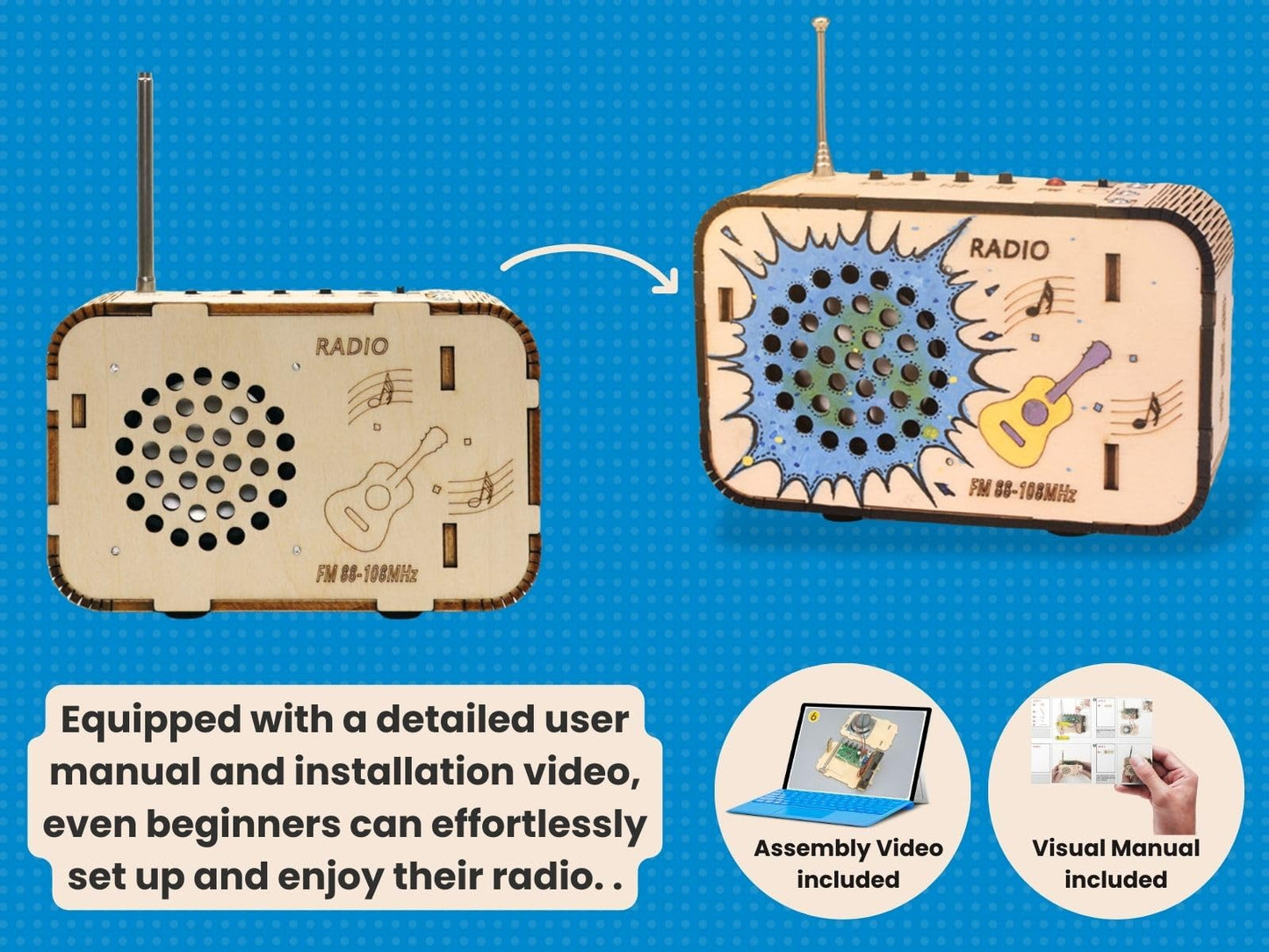 Pica Toys Wooden Fm Radio Kit Fm 88-108Mhz - Science Experiment And Educational Project Stem Kit
