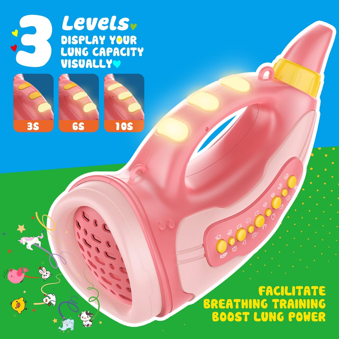 Aooess Voice Changer Toy For Kids 5-7: Animal Sounds Horn 30 Fun Sound Effects & Lights Voice Changer Device Kids Hunting Toys N