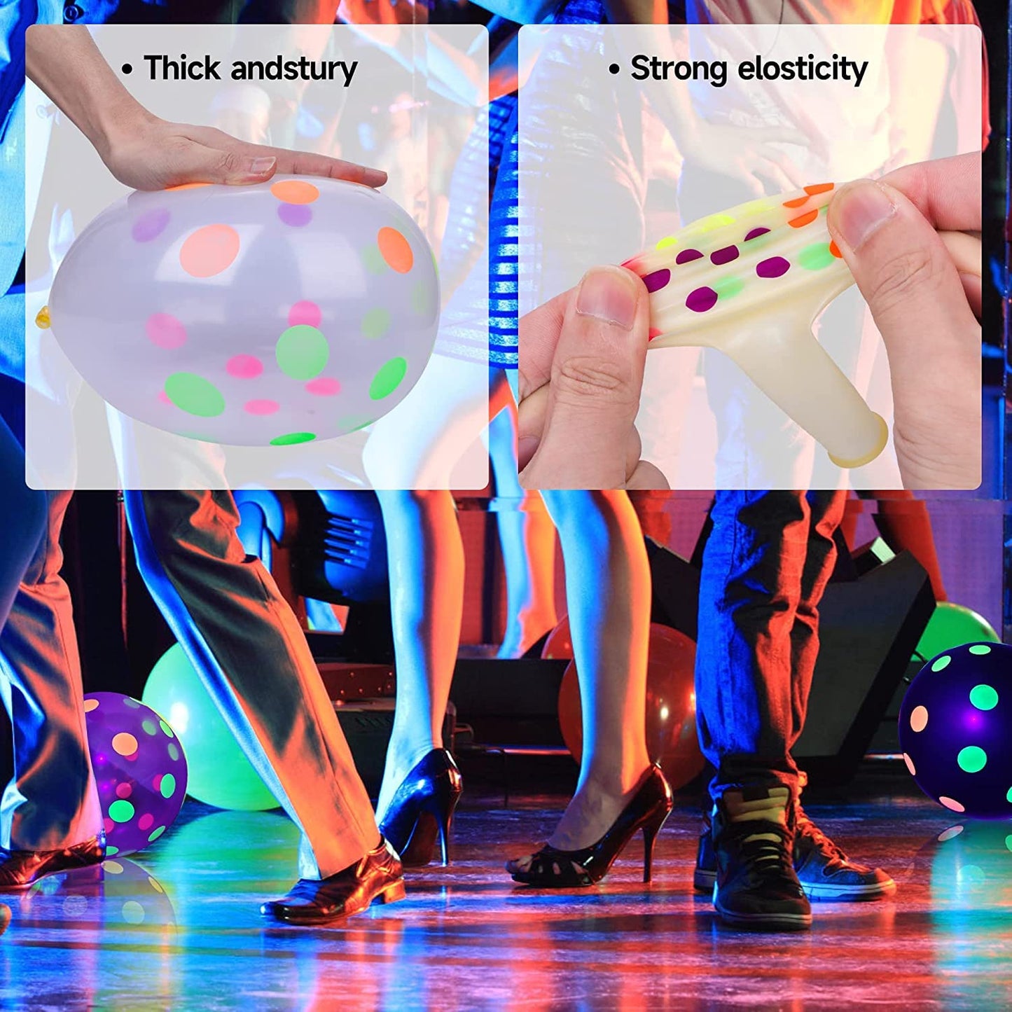 90 Pcs Uv Neon Balloons,Neon Polka Dot Glow Party Balloons Uv Black Light Balloons Glow In The Dark For Birthday Decorations Wed