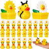 24 Pcs Deekin Summer Bee Daisy Rubber Ducks Bulk 2 Inches Honeybee Daisy Party Favors for Dashboard Decorations Hide Cruise Ship