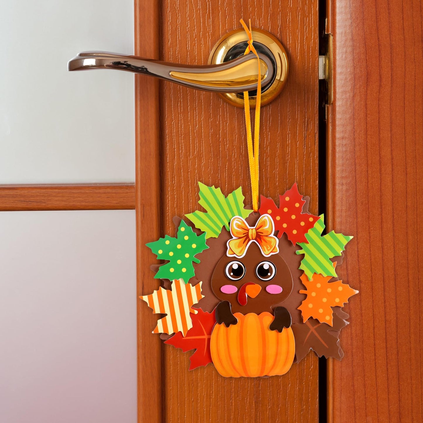 ceiba tree Turkey Foam Crafts Kit for Kids 12 Sets Thanksgiving Craft Kits Hanging Ornament with Foam Self Adhesive Stickers for