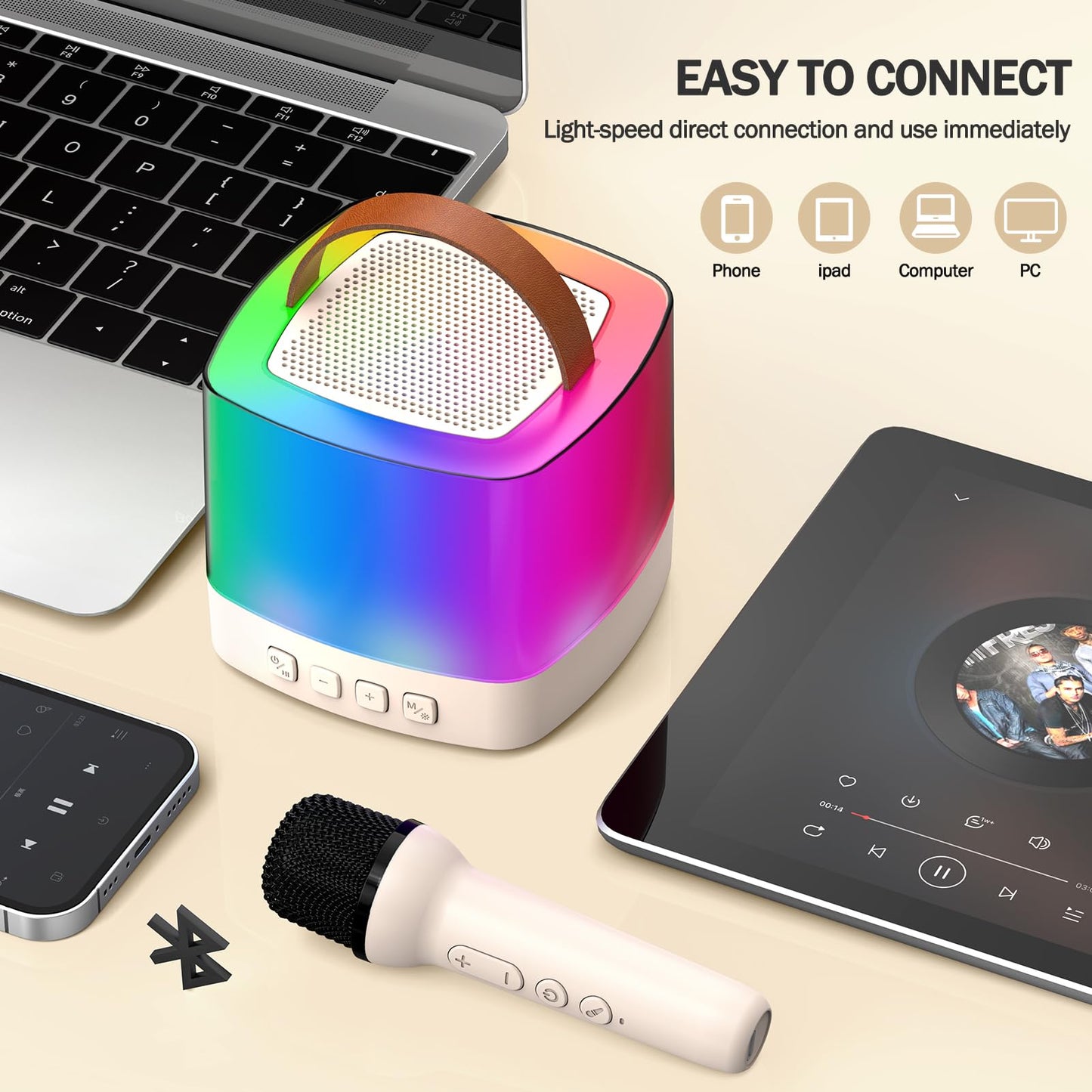 Mini Karaoke Machine For Kids, Christmas Birthday Gifts For Girls Boys Toy 4, 5, 6, 7, 8, 9, 10, 12+, Portable Bluetooth Speaker