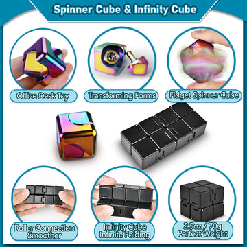 Dr.Kbder Fidget Toy Set - 5 Pcs Plastic Office Gadgets for Stress Relief, Black, Ideal for Teens and Adults