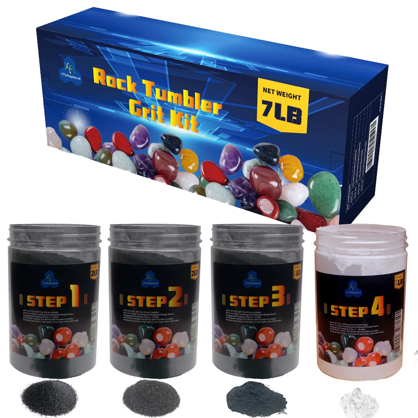Yhaspace 7 Pounds Rock Tumbler Grit Kit - Rock Polishing Grit Media Rock Tumbler Refill Grit Media Kit Rock Tumbler Grit Refill