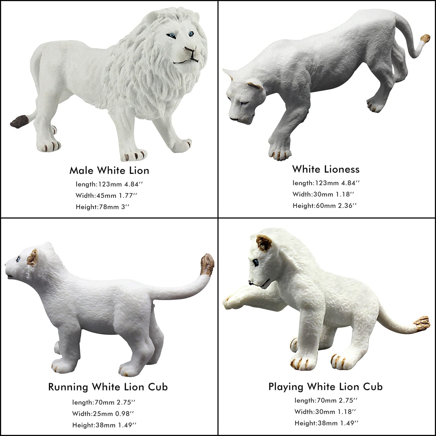 FUNSHOWCASE African Jungle Animals Toy Figures - 13-Piece Realistic Plastic Lion Playset, Model 1667-1675, Color: Lions