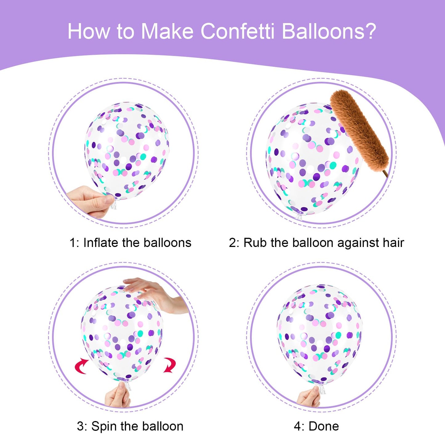 Pink Blue Purple Balloons,60 Pcs 12 Inches Rose Red Pink Purple Teal Yellow Metallic Purple Balloons Confetti Balloons For Kids