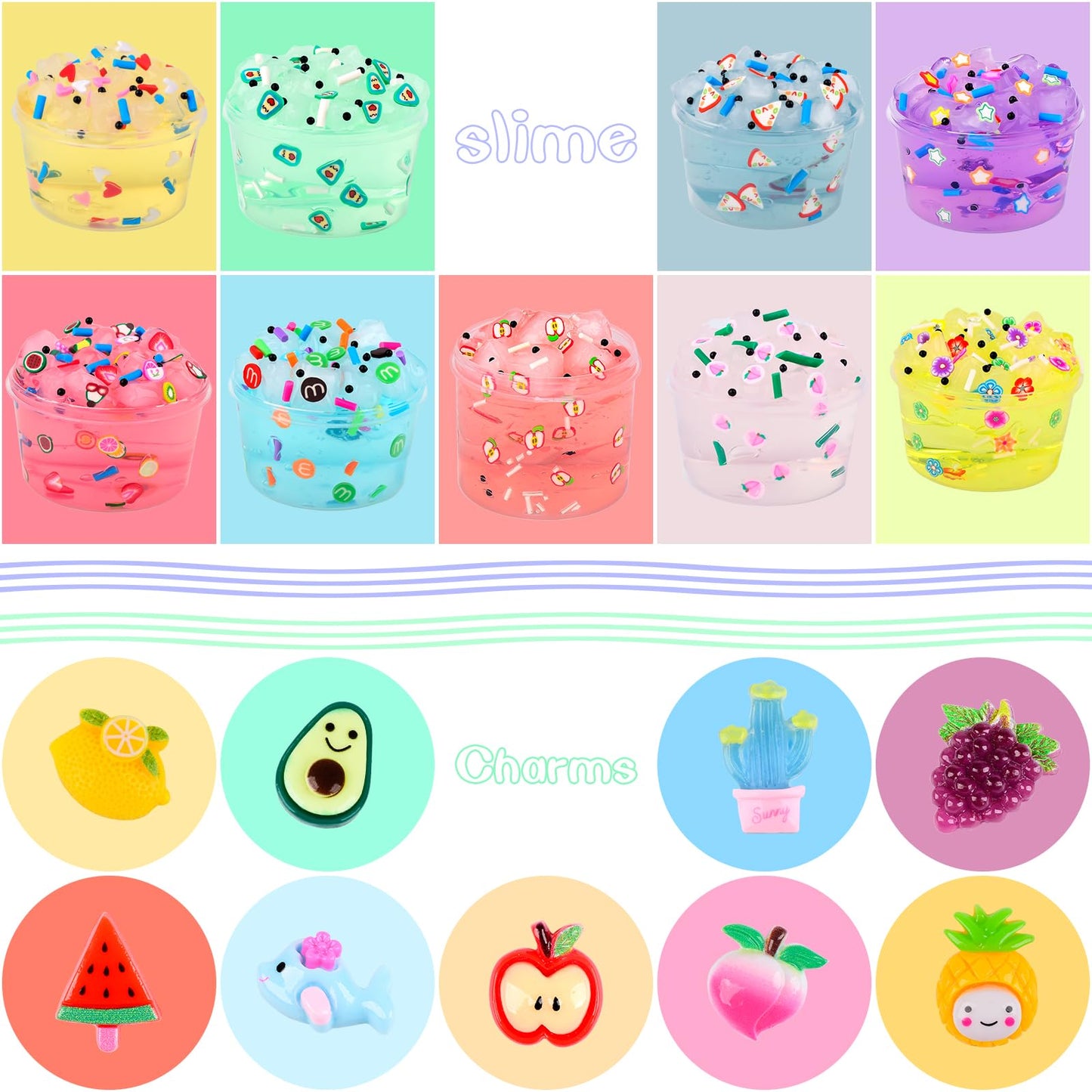 Jelly Cube Clear Slime Kit 9 Pack For Kids, Crunchy Slime, Stress Relief Toy, Party Favors For Girl Boys 6 7 8 9 10 11 12