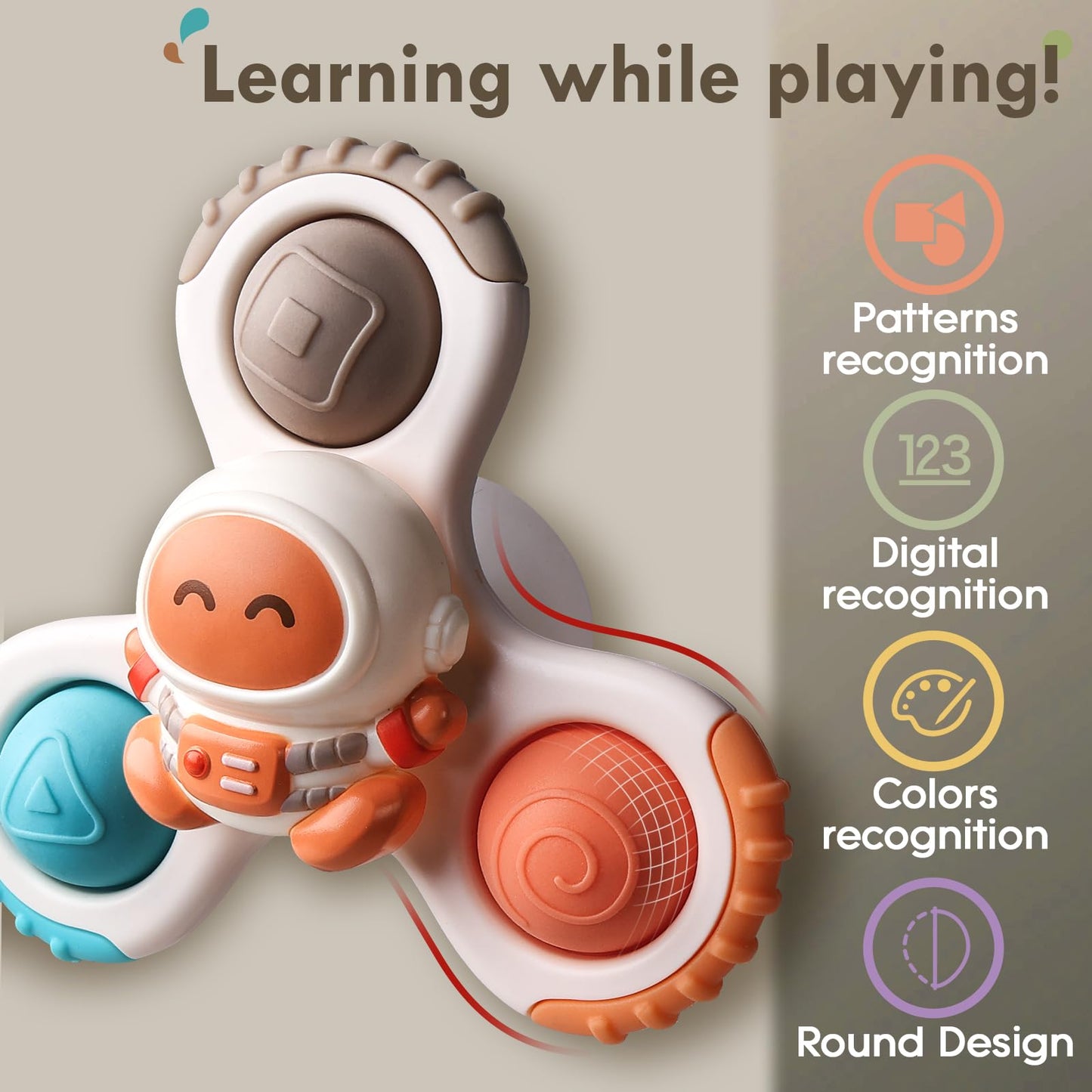 Alasou 3Pcs Pop Suction Cup Spinner Toys For 1 Year Old Boy Girl|Novelty Spinning Tops Toddler Toys Age 1-2|Sensory Baby Bath Toys For Toddlers 1-3|12 18 Months Boy Birthday Gift For Infant