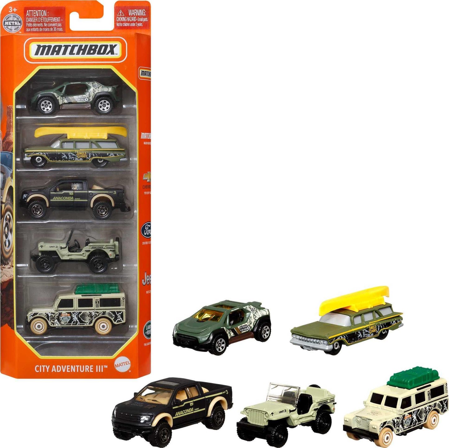 Matchbox 1:64 Scale Die-Cast Toy Cars or Trucks, Themed Set of 5 Race or Sports Cars, Rescue or Construction Vehicles and More (