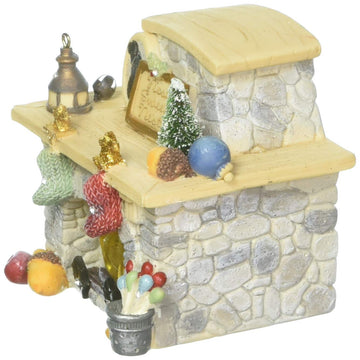 Enesco Heart of Christmas Fireplace-Lighted Figurine, Ceramic, Ivory and Red, Model 4057650